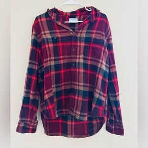 Old Navy Men’s Red Plaid 100% Cotton Button-Up Shirt Size L